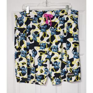 Disney Lilo Stitch Shorts‎ Unisex L White, Black, Yellow and Blue